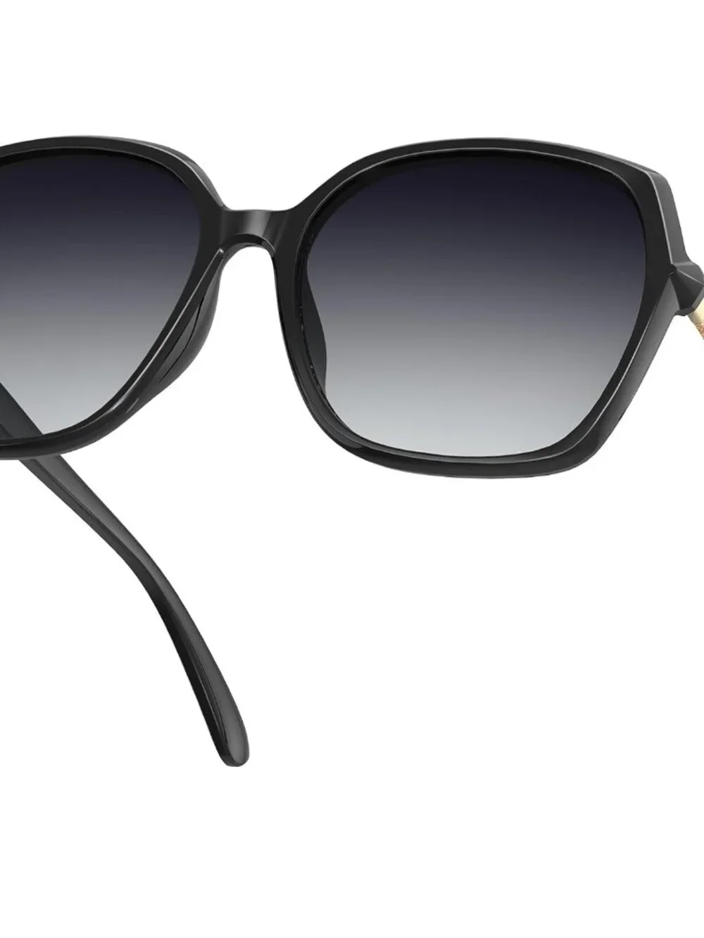 Women’s Fashionable Polarized Sunglasses - Glossy Black Frame with UV Protection